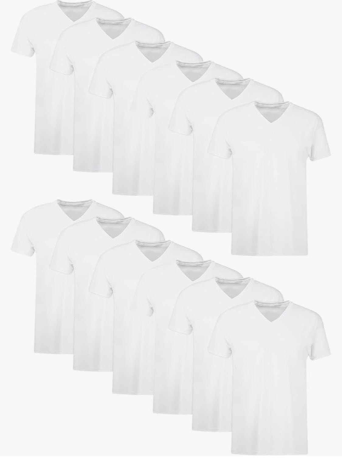 Hanes 男款 V 領排汗棉質白 T 6件組